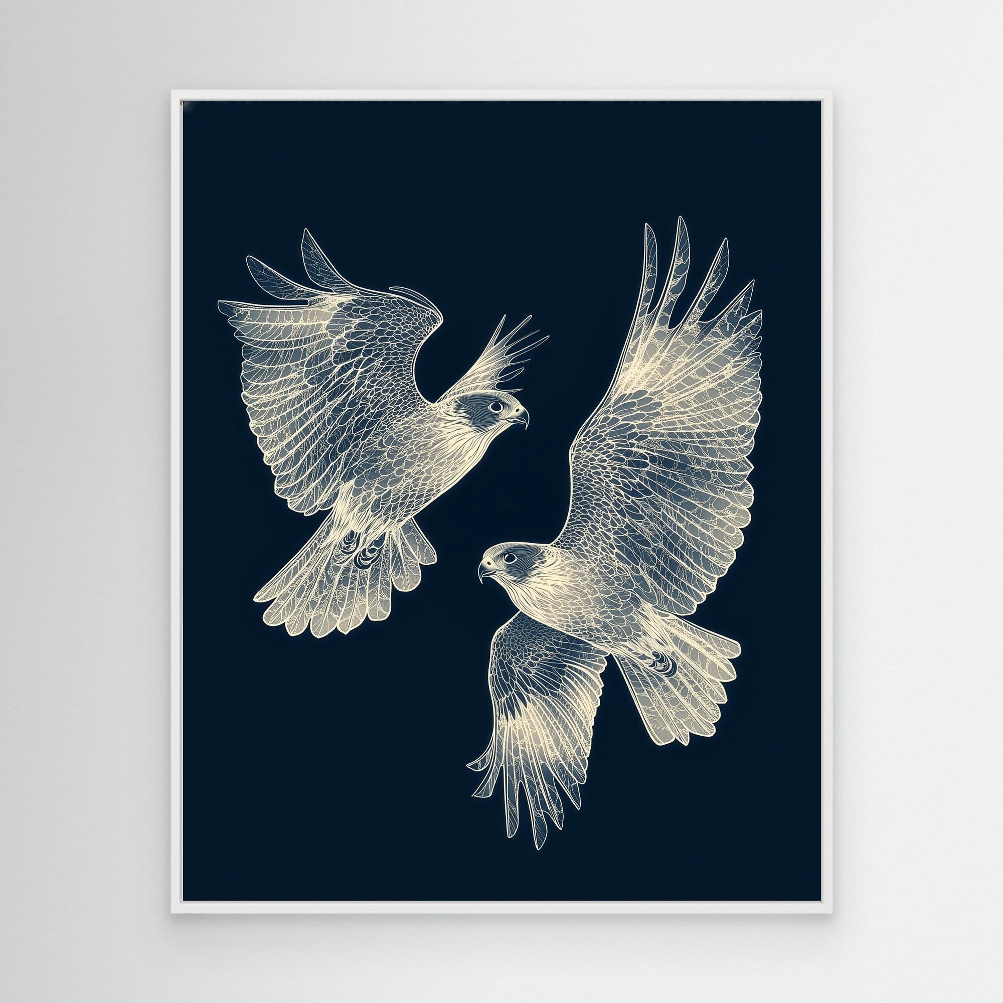 Large Framed Wall Art – Elegant Falcon Birds Canvas - Framed Pop Art