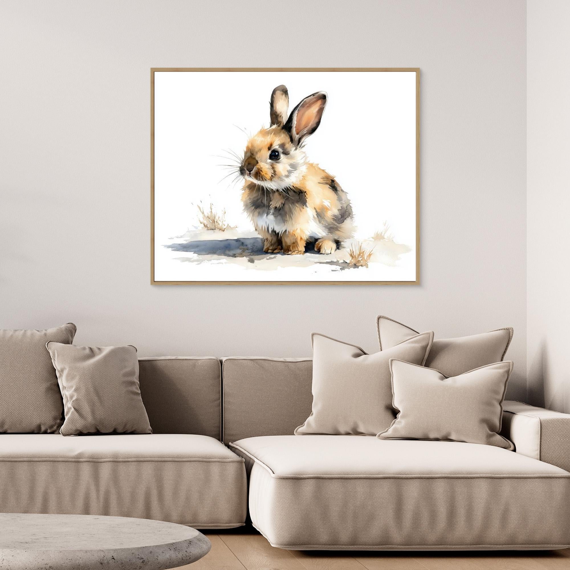 Cute Watercolor Bunny Rabbit Wall Art for Nursery Decor - Framed Pop Art