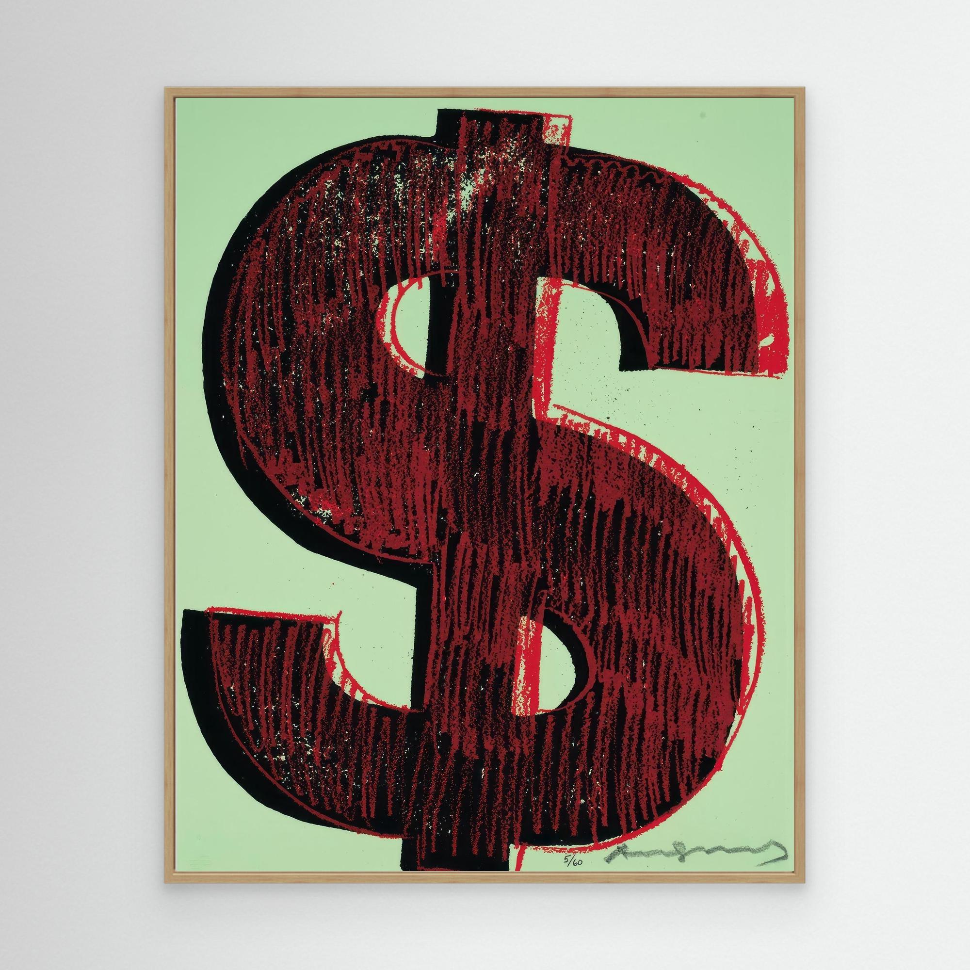 Andy Warhol Style Dollar Sign Print | Modern Office Wall Art - Framed Pop Art