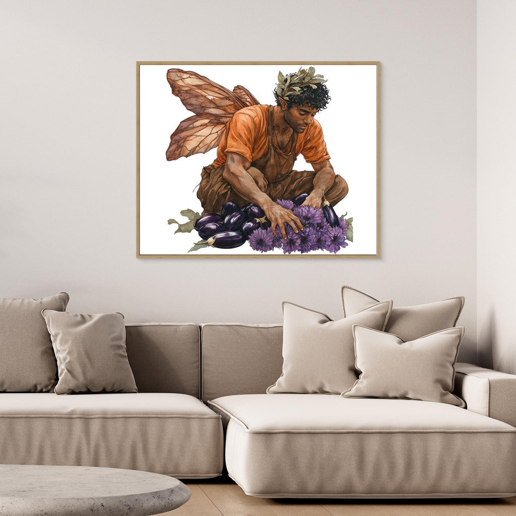 Male Fairy Gardener Art Print | Autumn Harvest Wall Art - Framed Pop Art
