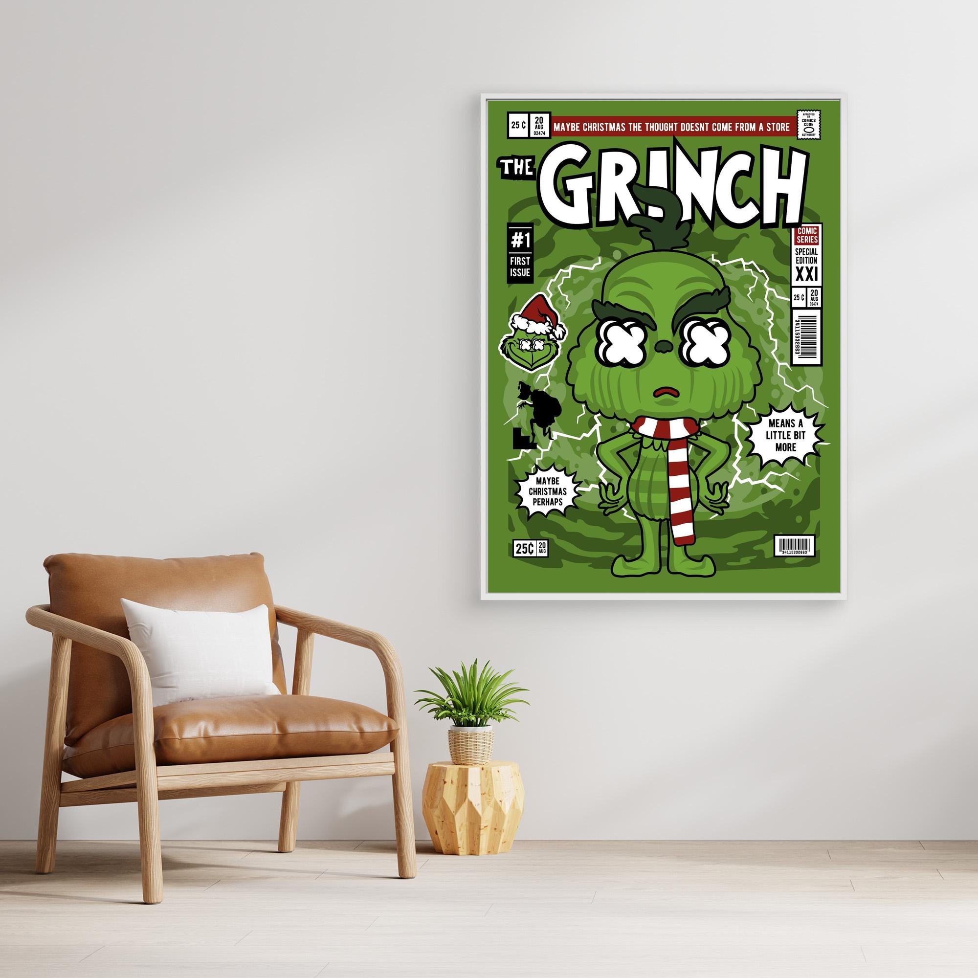 Grinch-Inspired Christmas Wall Art - Framed Pop Art