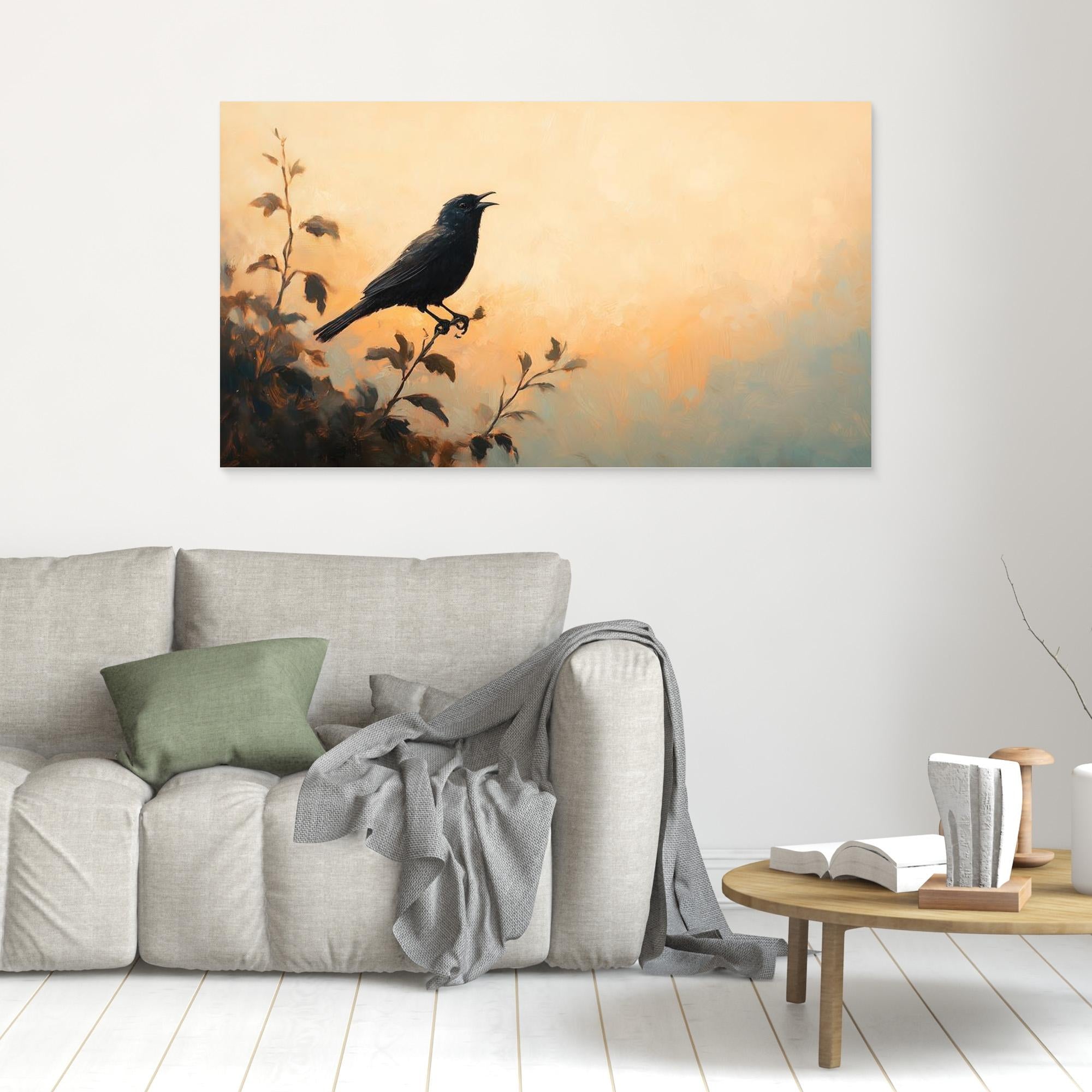 Songbird at Dawn Framed Canvas Print | Nature Wall Art