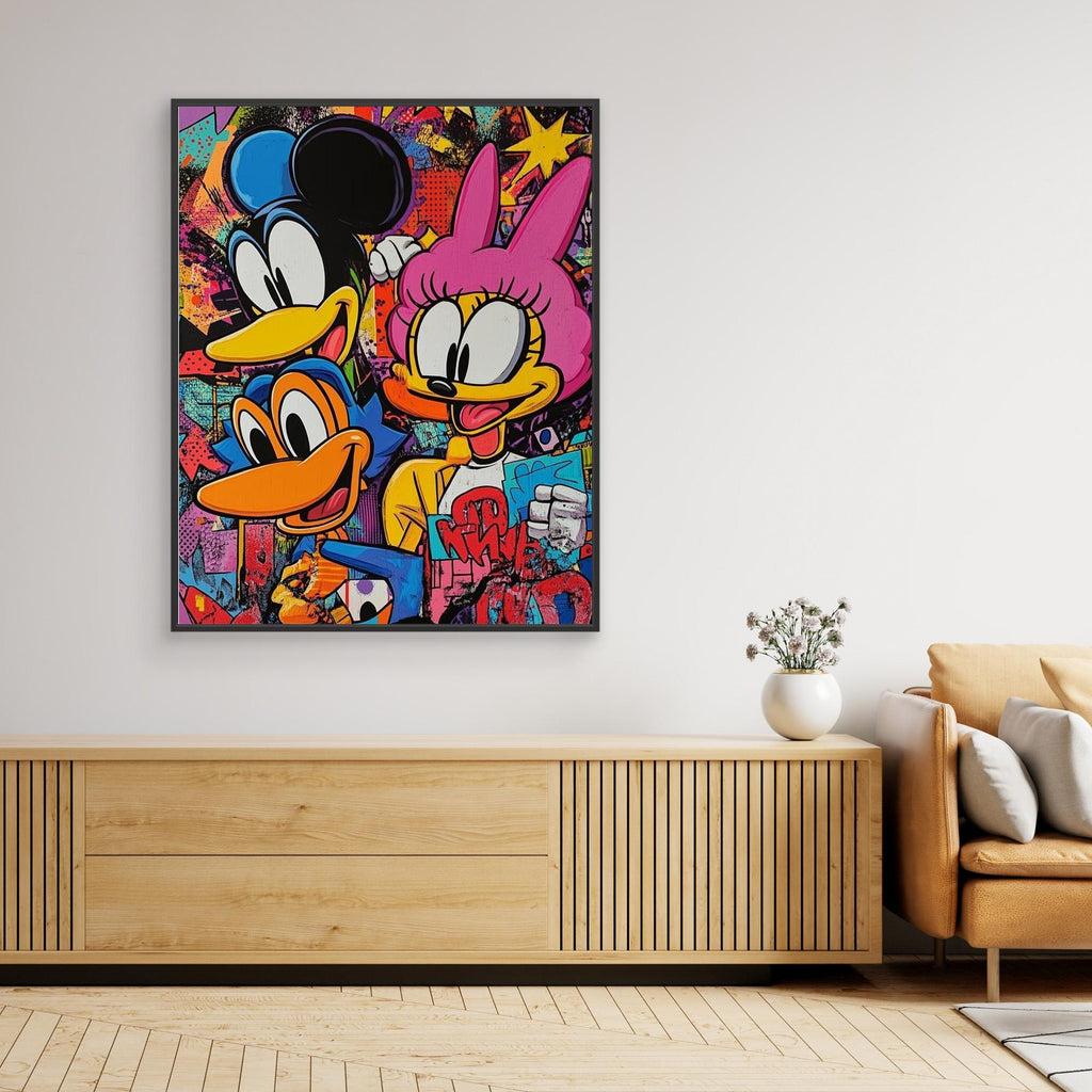 Modern Graffiti Cartoon Canvas Art | Urban Pop Wall Decor - Framed Pop Art