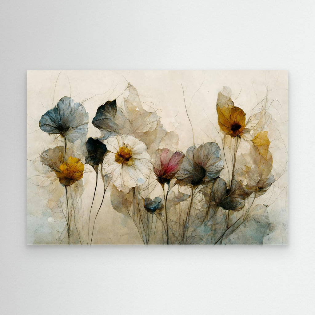 Hallway Wall Art – Ethereal Wildflower Meadow Landscape Canvas - Framed Pop Art