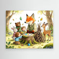 Woodland Classroom Fox Nursery Canvas Wall Art Print - Framed Pop Art