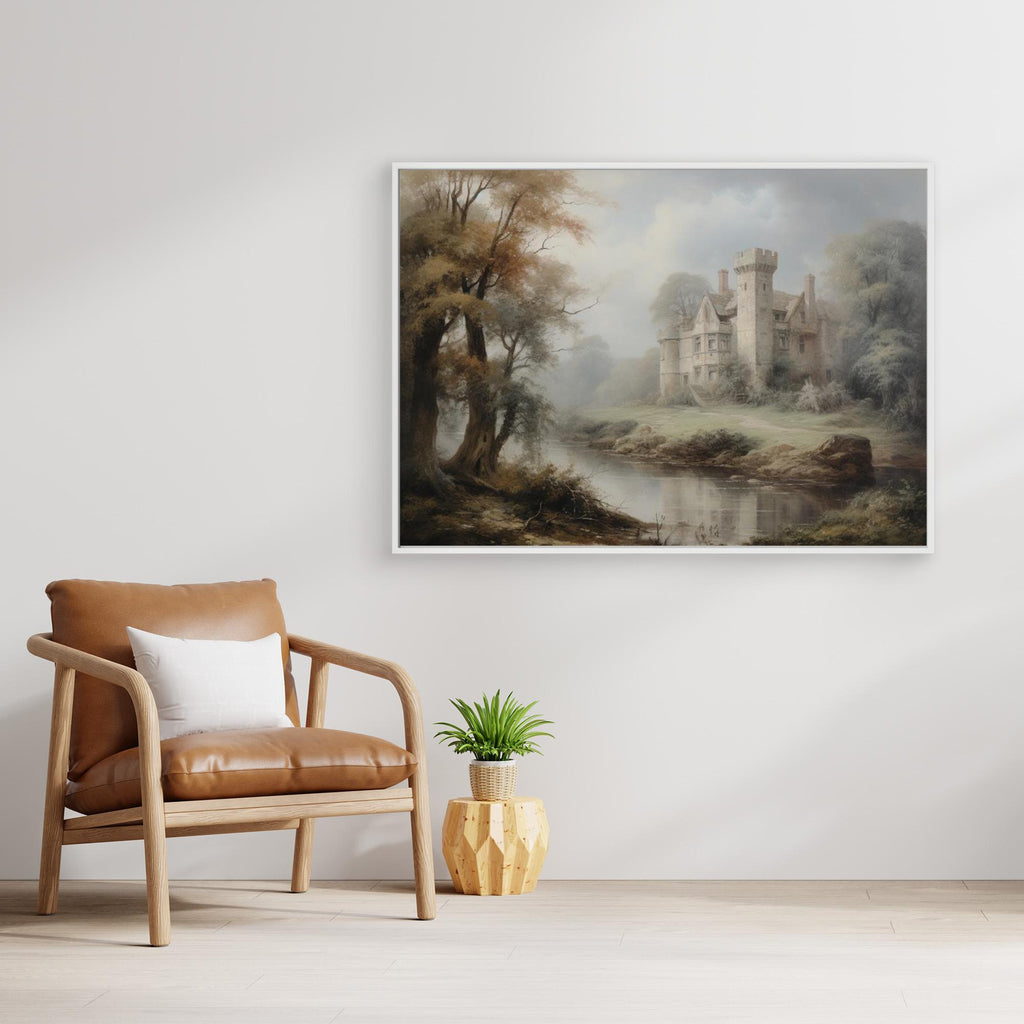 Vintage Castle Oil Painting | Traditional Hallway Wall Art - Framed Pop Art