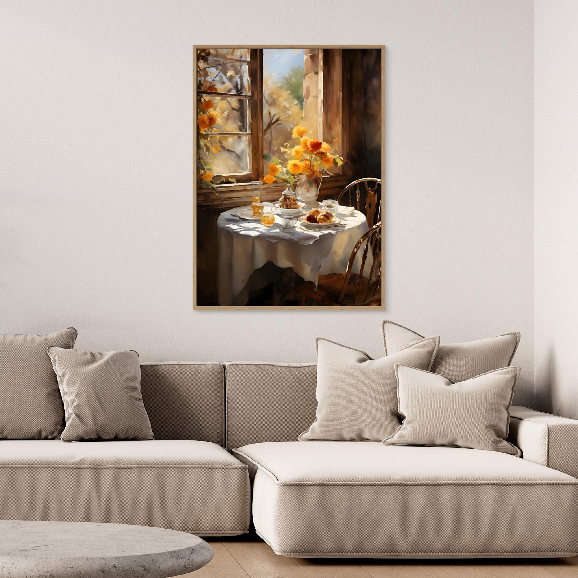 Autumn Sun Morning Table Still Life Art – Country Decor - Framed Pop Art