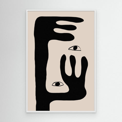 Abstract Face Hallway Wall Art – Minimalist Framed Canvas - Framed Pop Art
