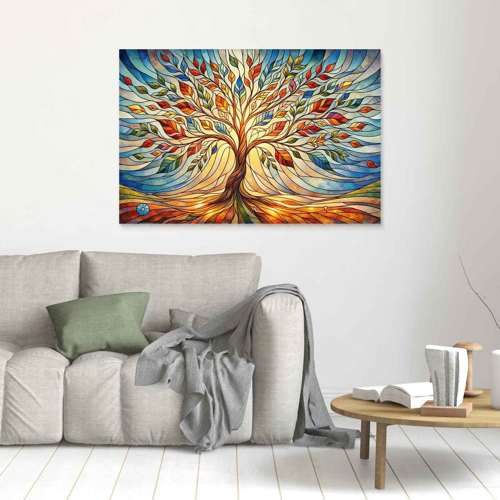 Multi Colour Tree Wall Art | Rainbow Living Room Decor