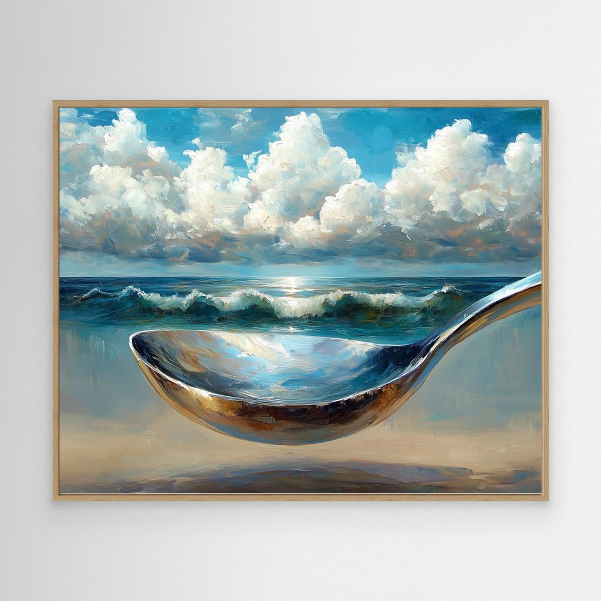 Surreal Beach Spoon Canvas Art | Modern Kitchen Wall Decor