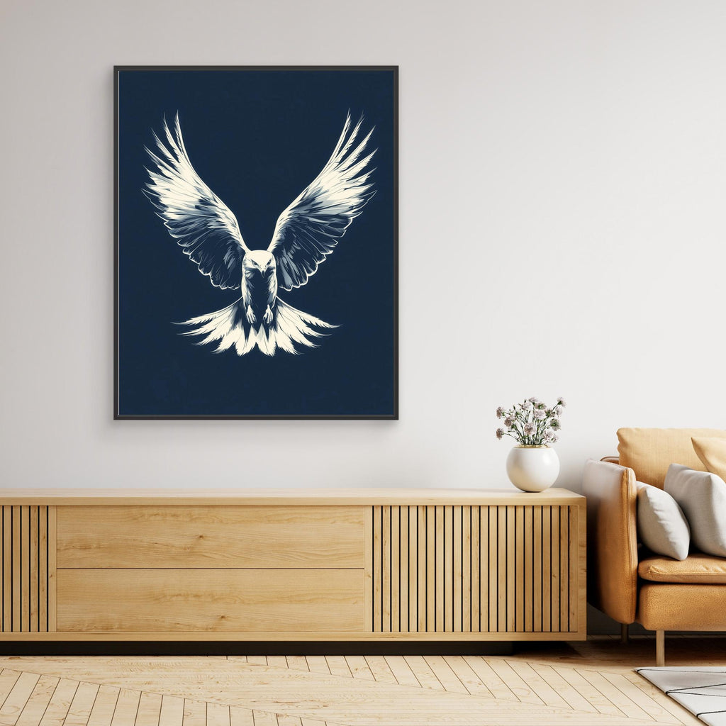 Hallway Wall Art – Navy Eagle Canvas Print - Framed Pop Art