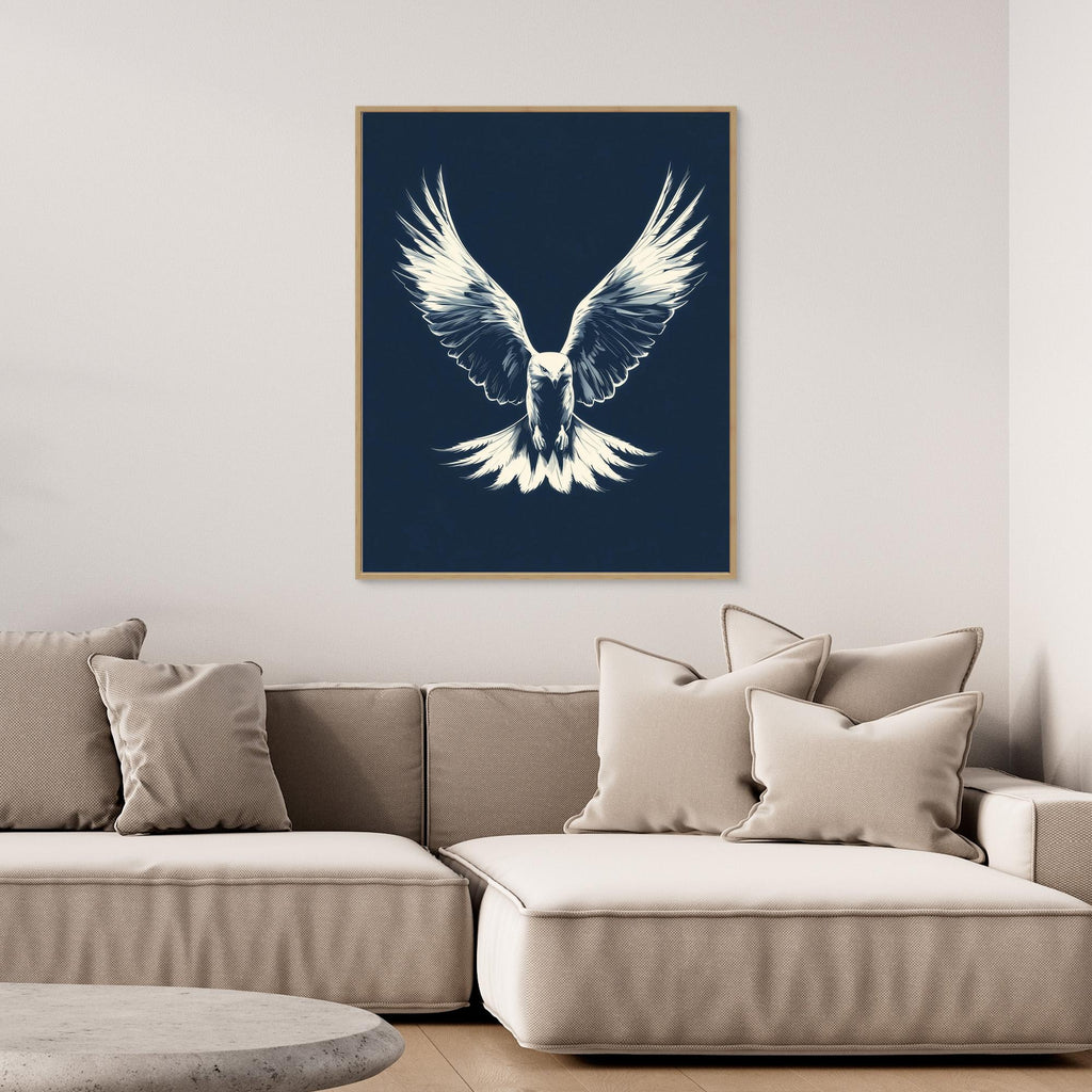 Hallway Wall Art – Navy Eagle Canvas Print - Framed Pop Art
