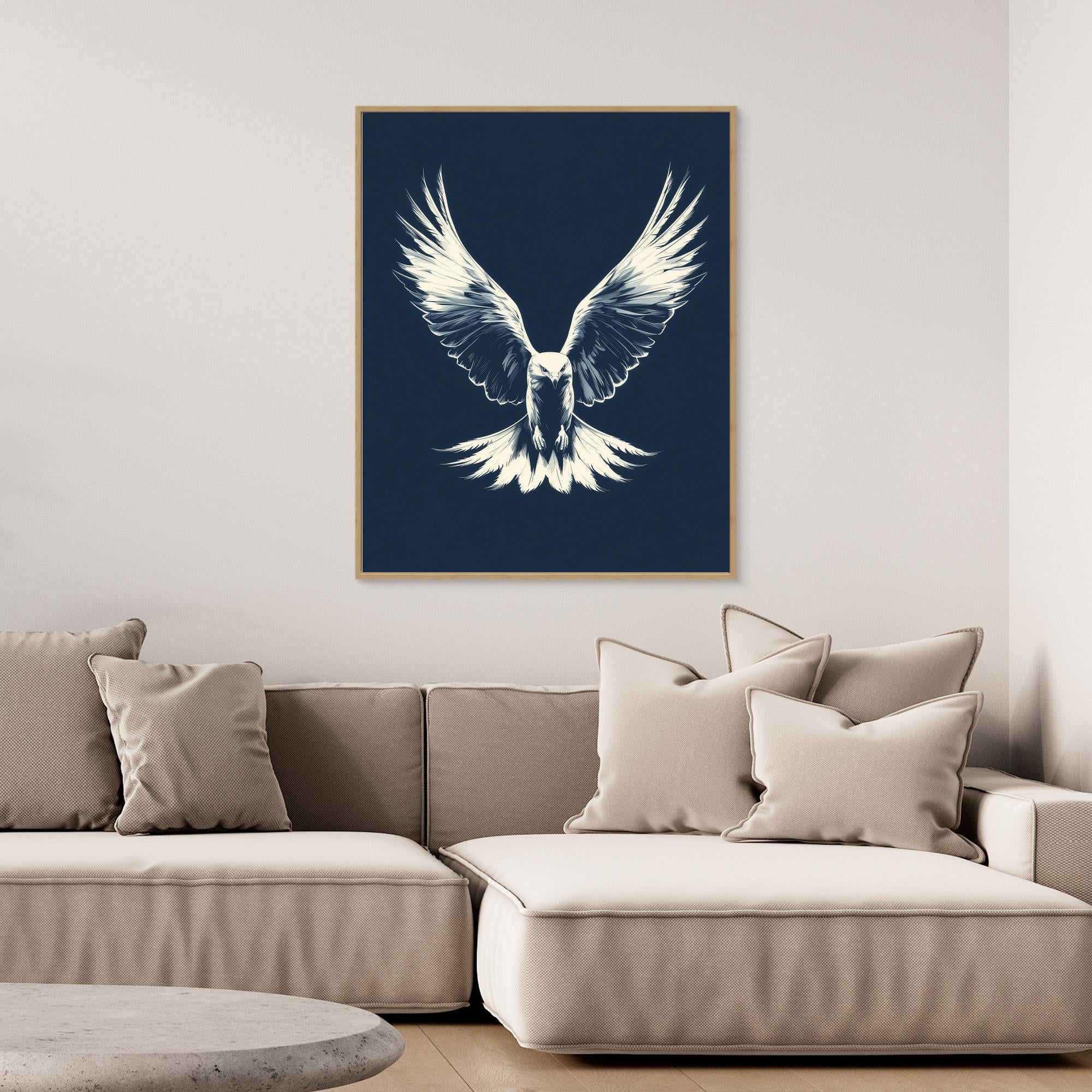 Hallway Wall Art – Navy Eagle Canvas Print - Framed Pop Art