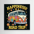 Happiness Is A Road Trip VW Bus Canvas Art | Retro Wall Decor - Framed Pop Art