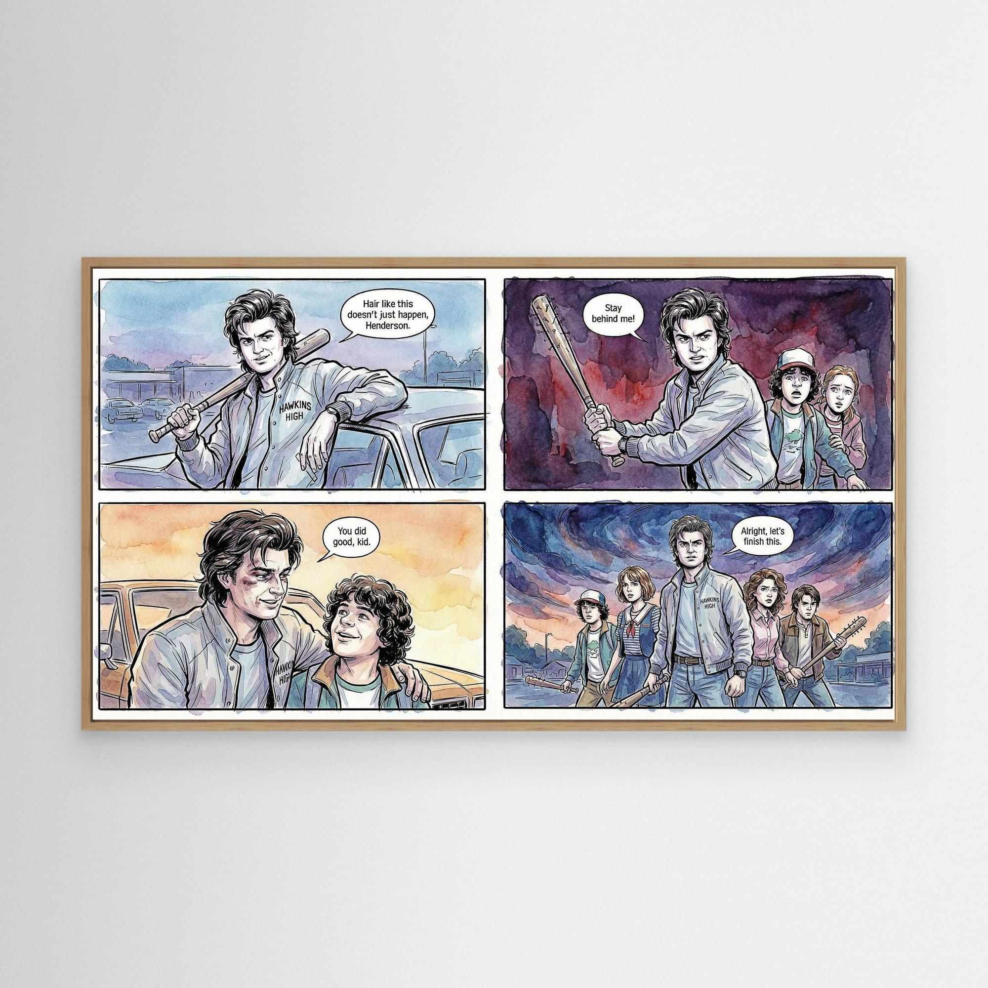 Stranger Hero Comic Canvas Print | Hawkins Style Wall Art