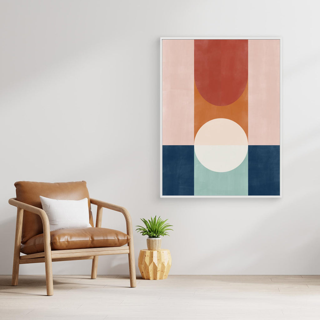 Modern Abstract Geometric Canvas – Hallway Wall Art - Framed Pop Art