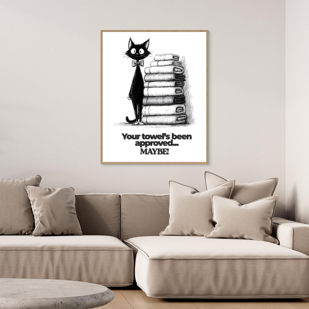 Your Towel's Been Approved Cat Wall Art | Quirky Bathroom Print