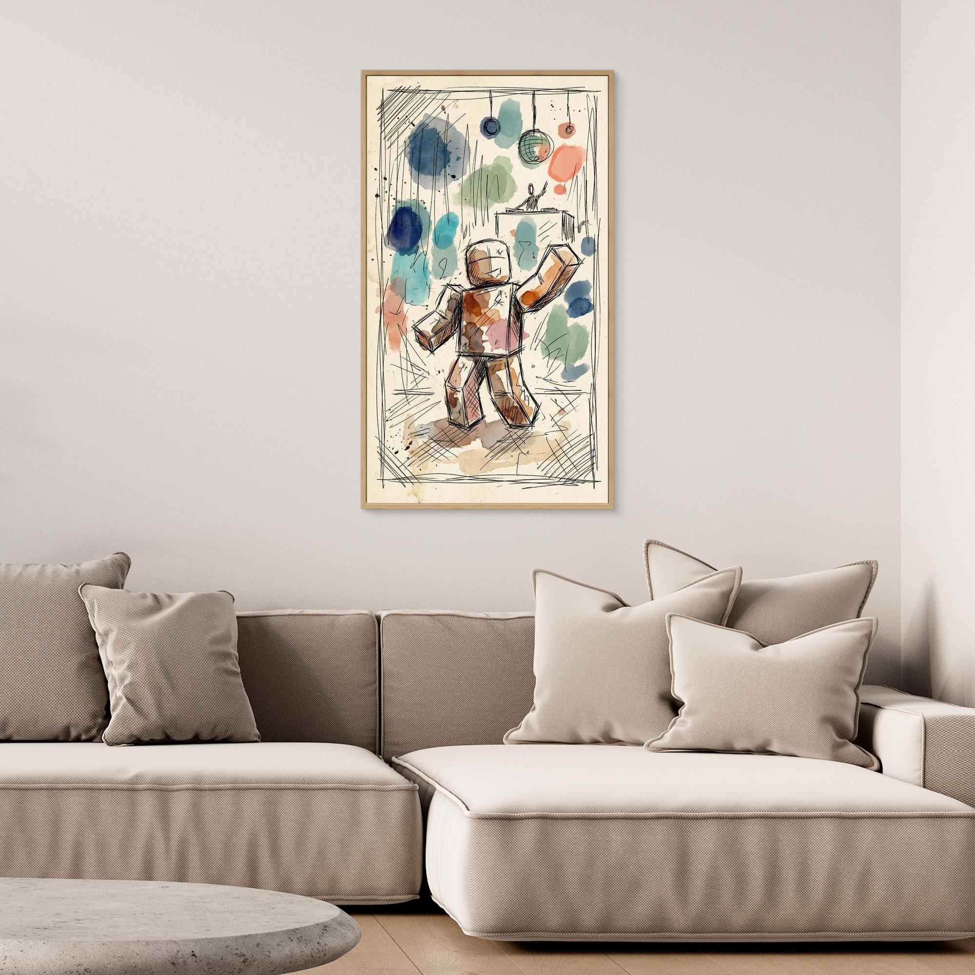 Roblox DJ Party Art | Block Character Canvas Wall Art - Framed Pop Art