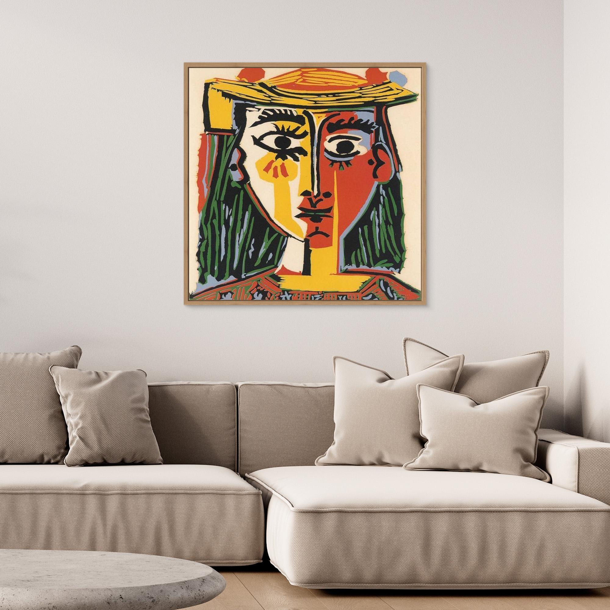 Abstract Cubist Face Art | Modern Hallway Wall Decor - Framed Pop Art