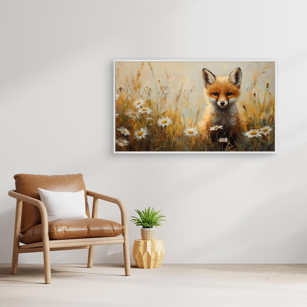 Fox Cub Nursery Wall Art | Woodland Animal Framed Canvas