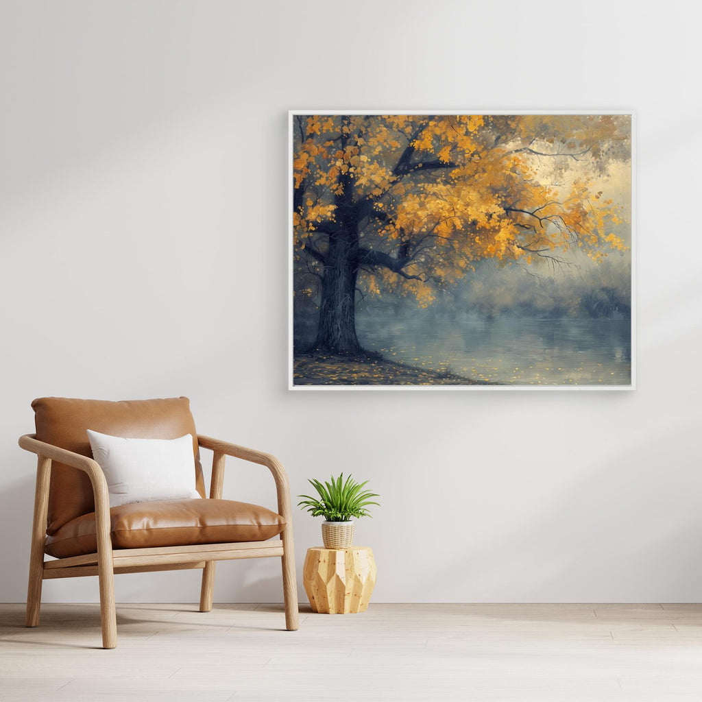 Autumn Lake Reflections Canvas - Impressionist Landscape Art