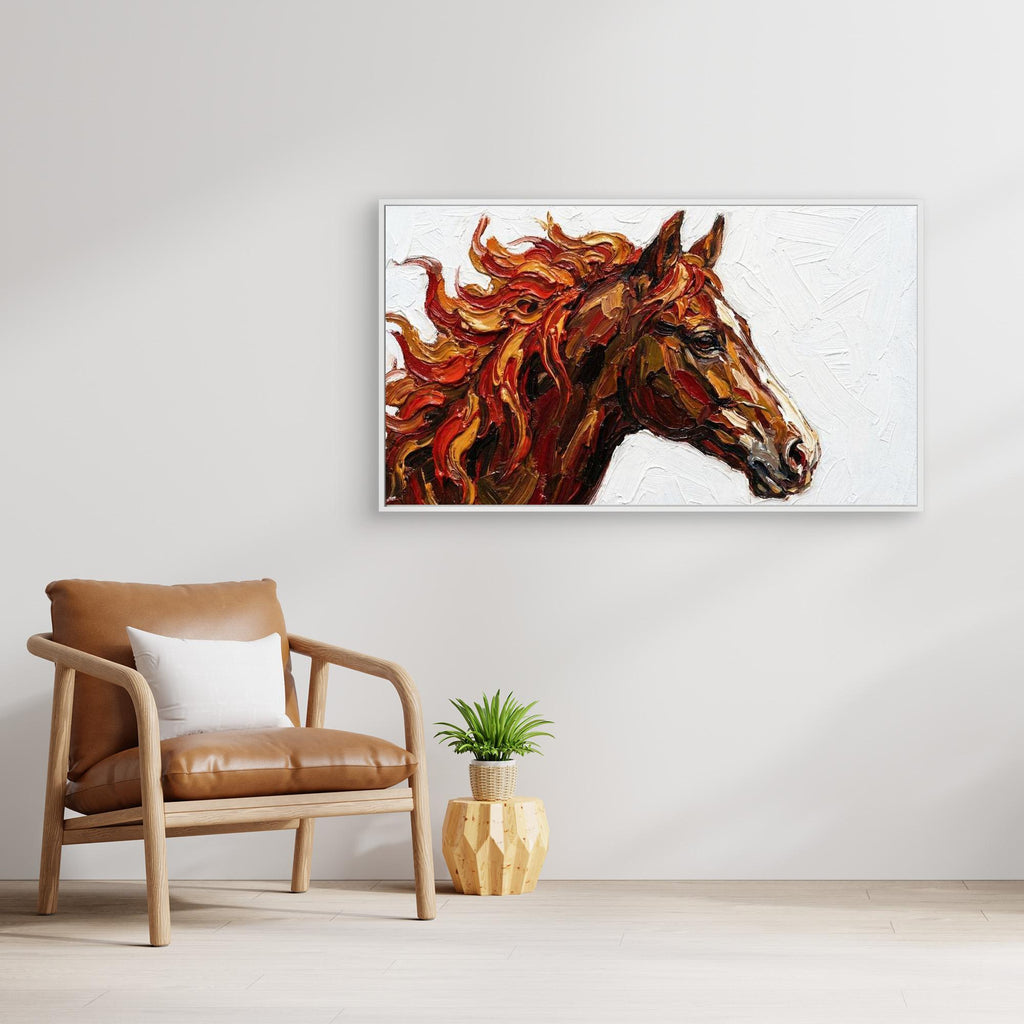 Fire Horse Canvas Print for Modern Living Room Decor - Framed Pop Art
