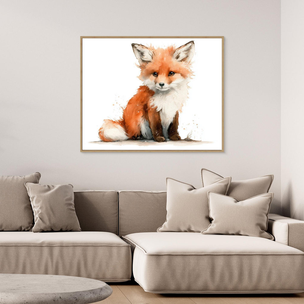 Cute Baby Fox Nursery Wall Art | Woodland Animal Print - Framed Pop Art