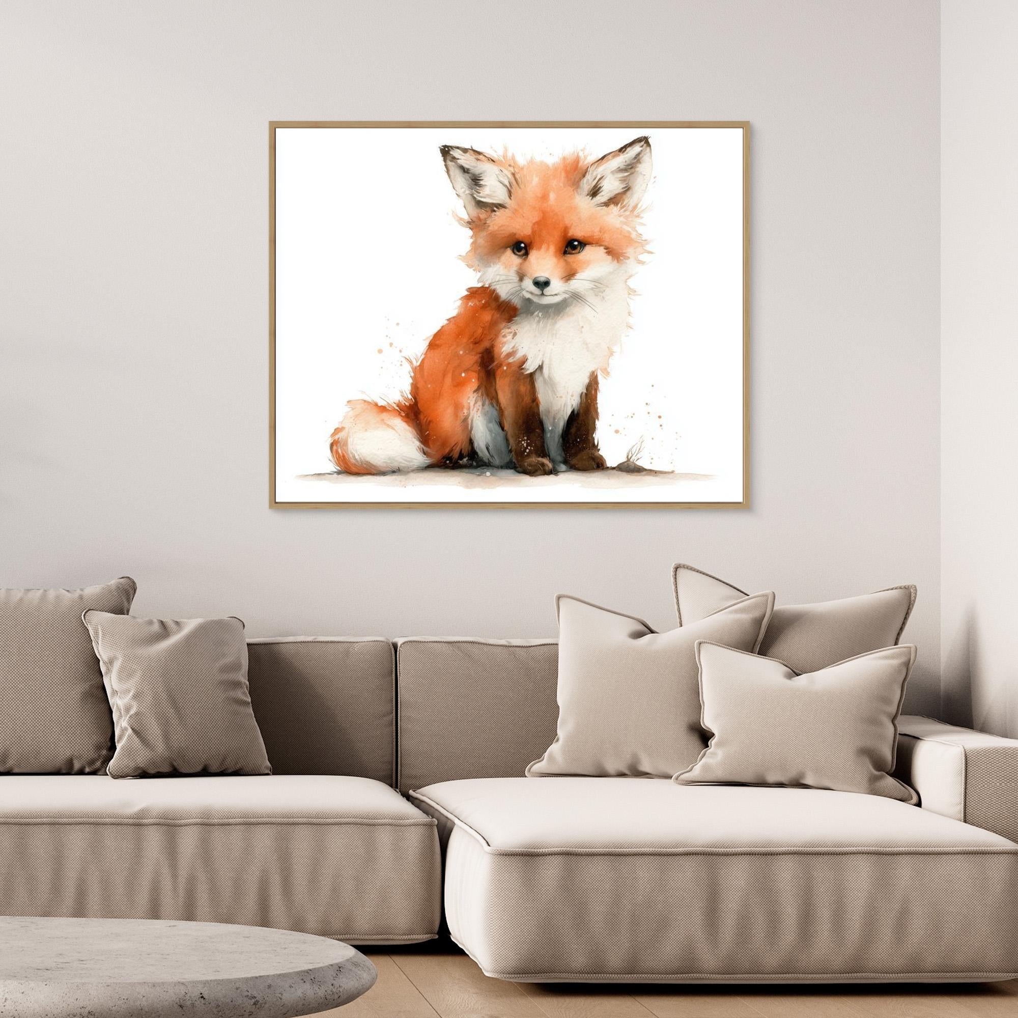 Cute Baby Fox Nursery Wall Art | Woodland Animal Print - Framed Pop Art