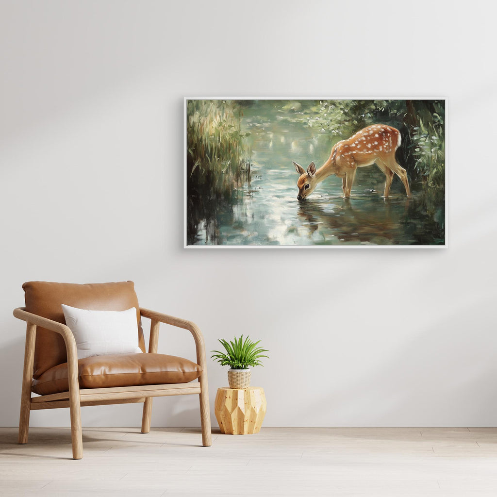 Large Framed Wall Art – Woodland Deer Canvas - Framed Pop Art