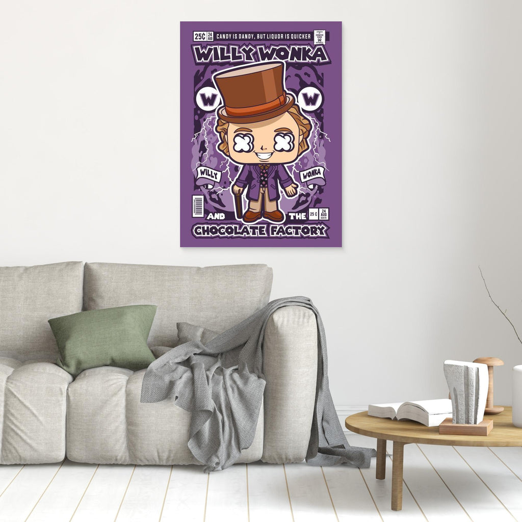 Willy Wonka Comic Pop Art Print - Retro Movie Room Decor - Framed Pop Art