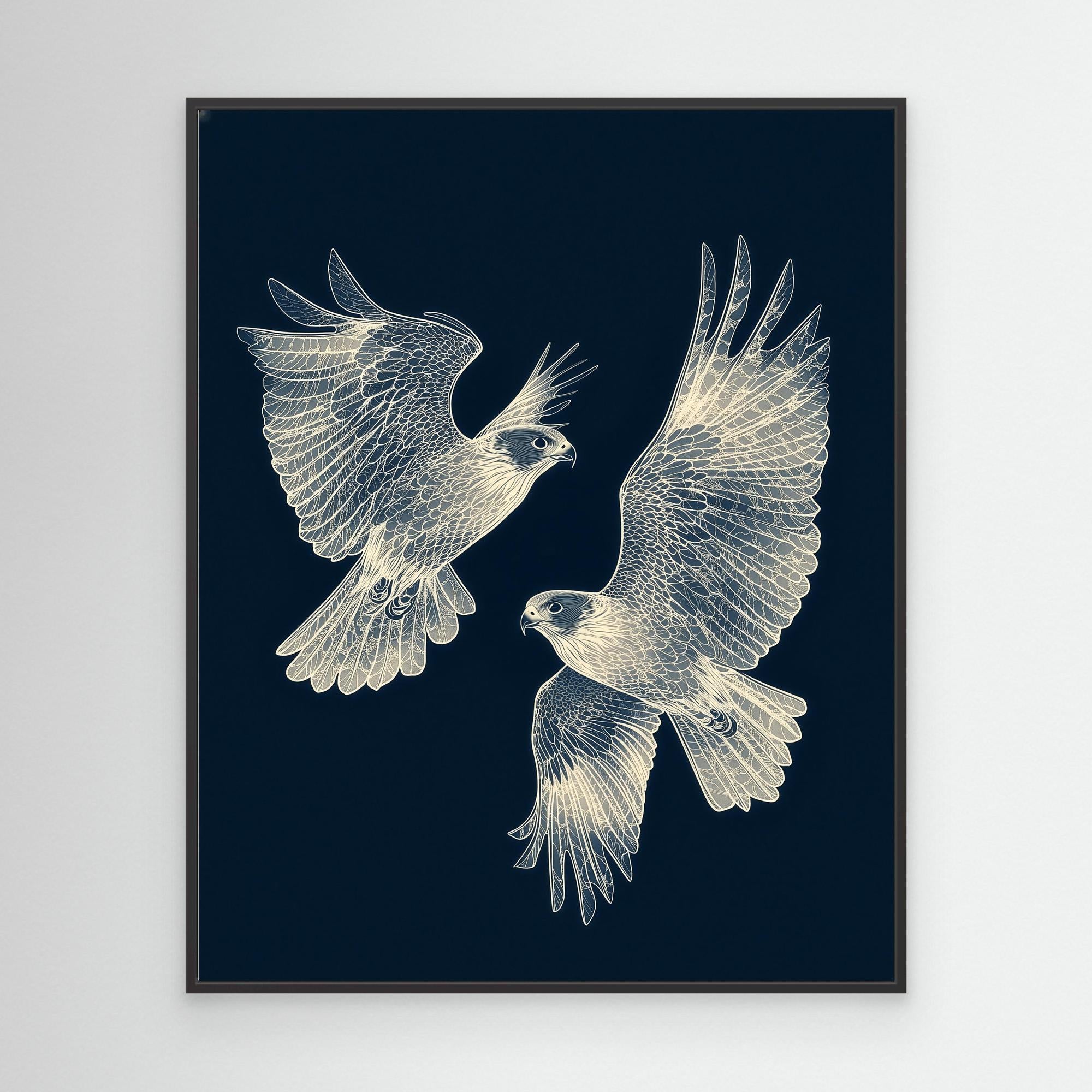 Large Framed Wall Art – Elegant Falcon Birds Canvas - Framed Pop Art