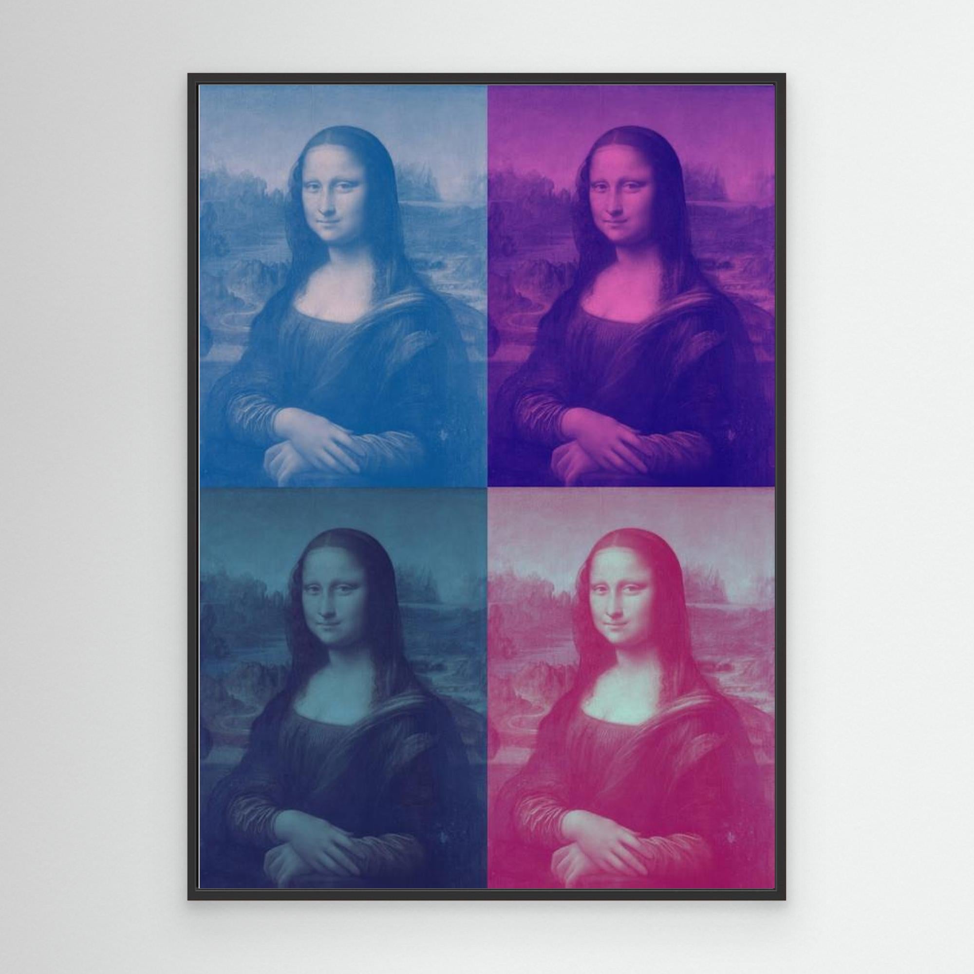Mona Lisa Pop Art Canvas - Vibrant 4-Panel Framed Print