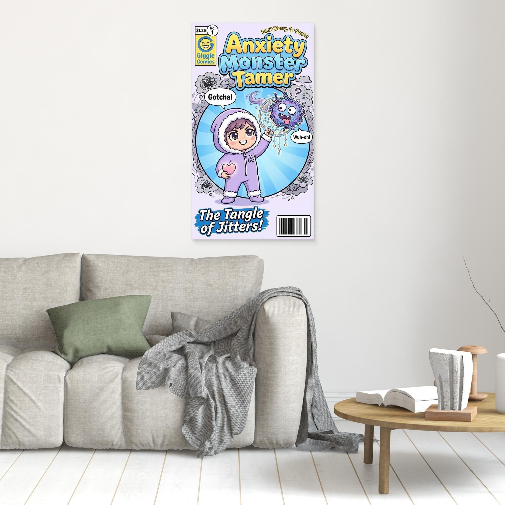 Anxiety Monster Tamer Comic Wall Art | Kids Room Decor