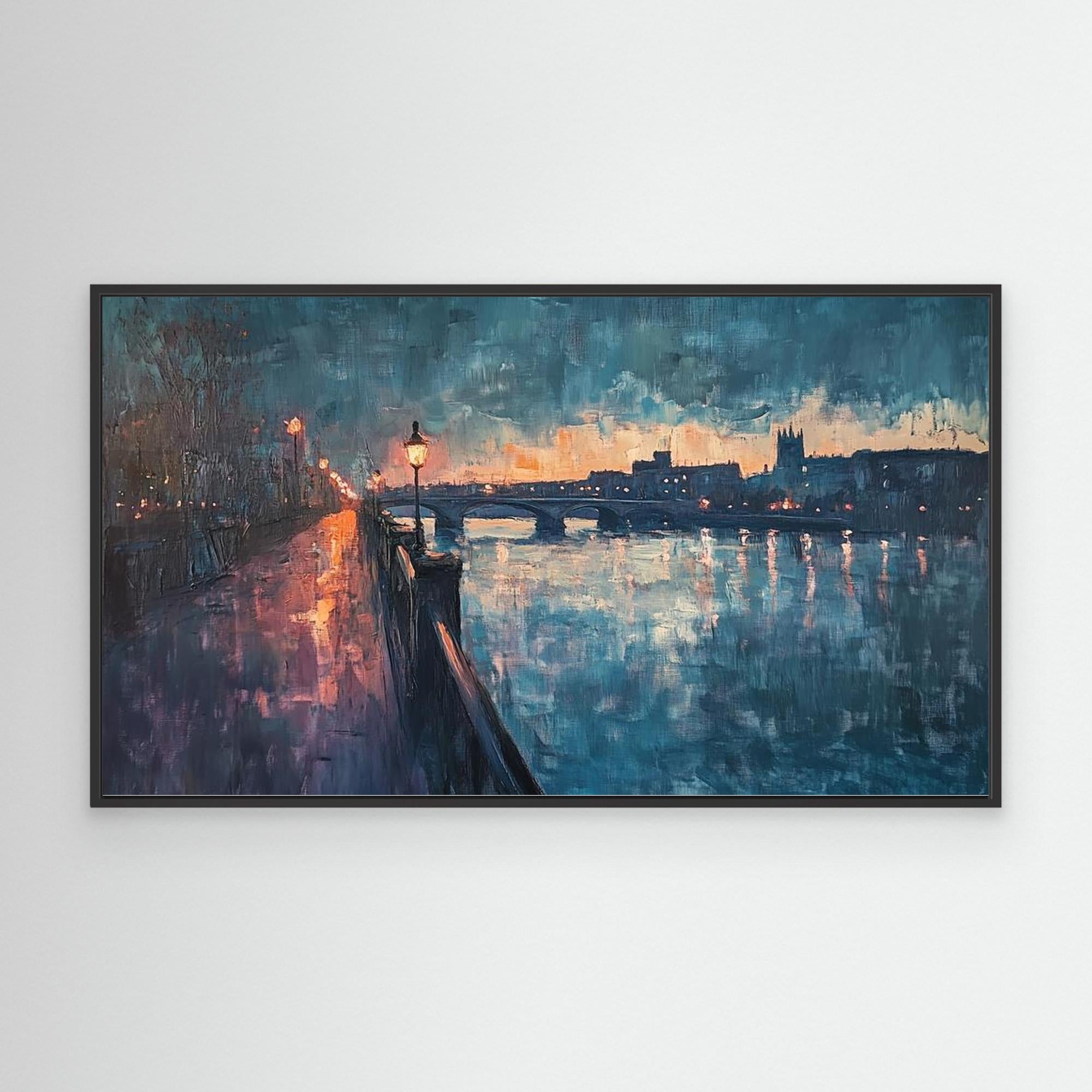 Maidstone Riverfront & Bridges Evening Canvas Print