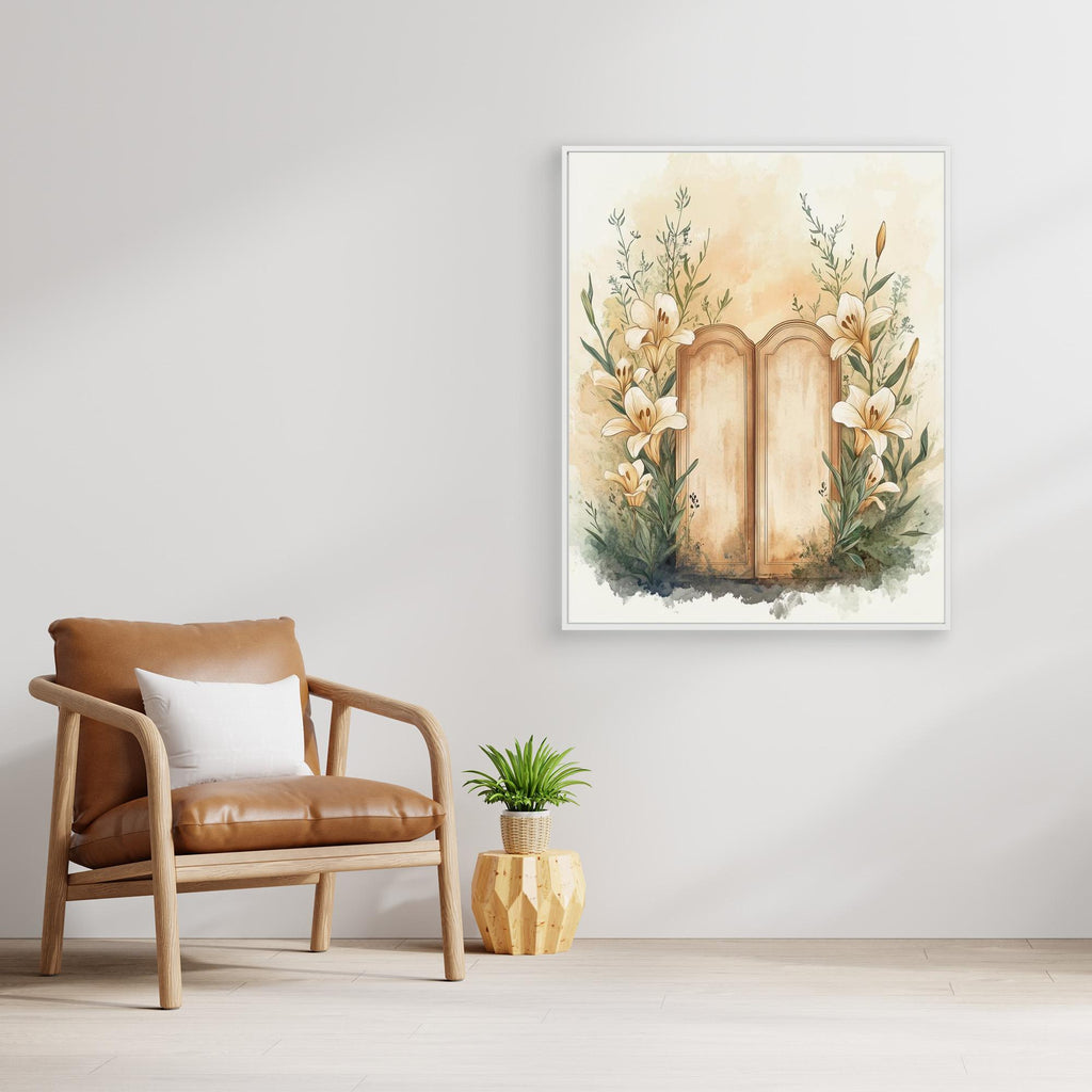 Vintage Lily & Arched Doorway Canvas Wall Art | UK Made - Framed Pop Art