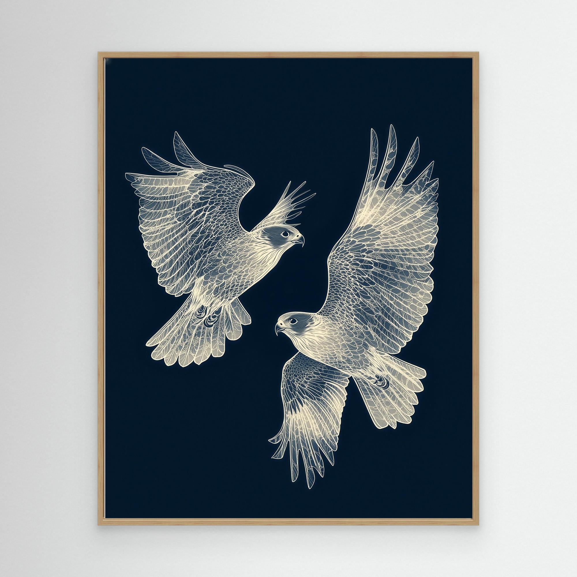 Large Framed Wall Art – Elegant Falcon Birds Canvas - Framed Pop Art