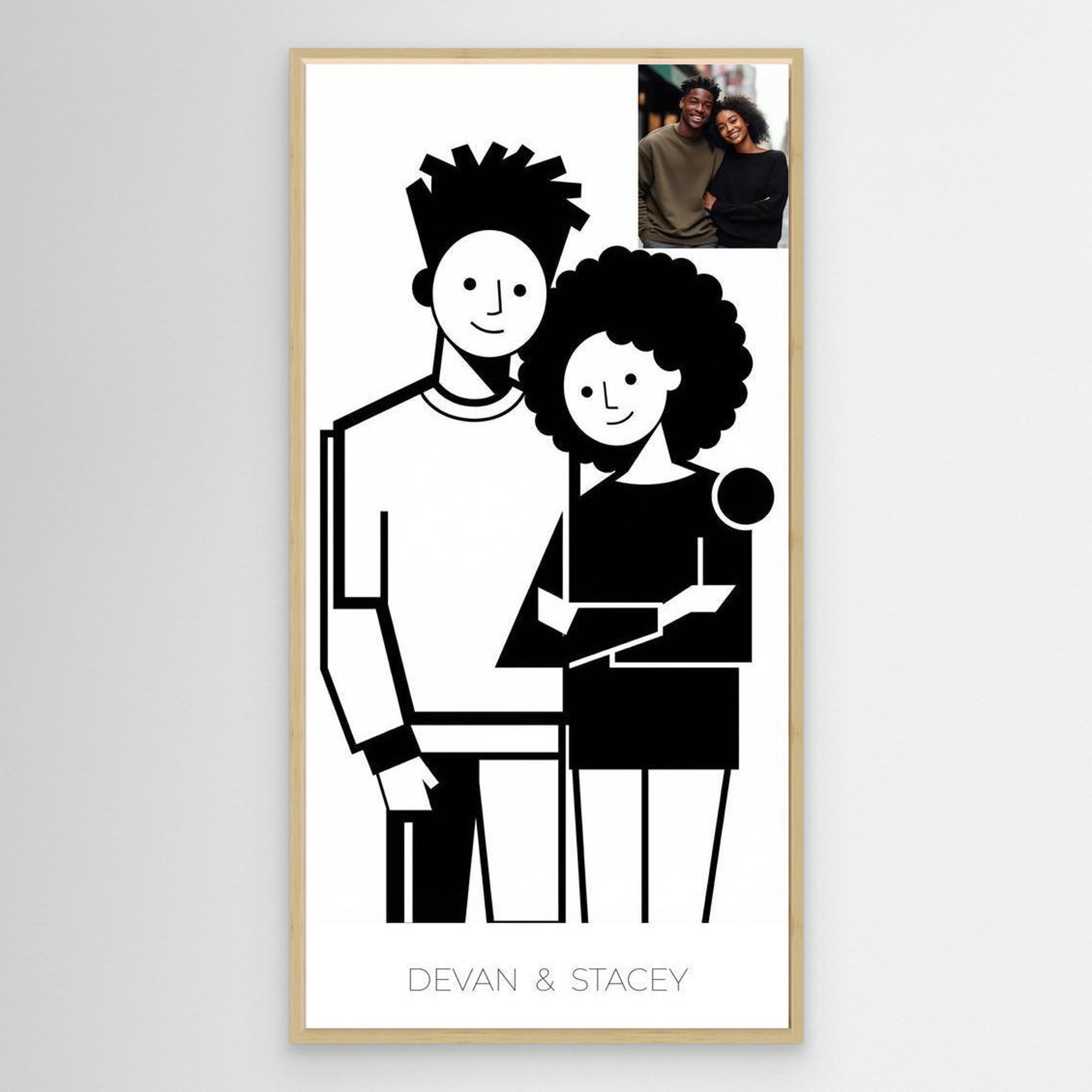 Personalised Couple Portrait Canvas for Bedroom Decor