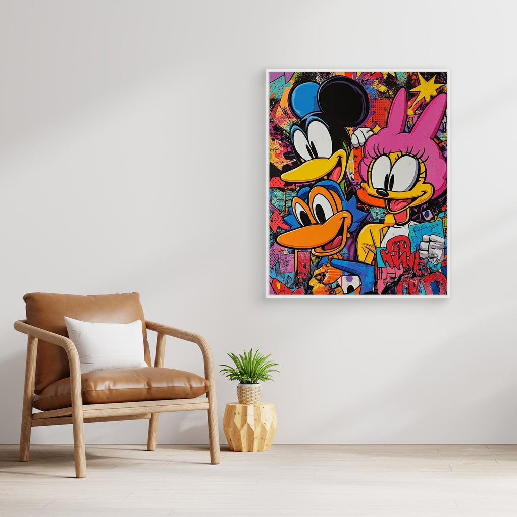 Modern Graffiti Cartoon Canvas Art | Urban Pop Wall Decor - Framed Pop Art