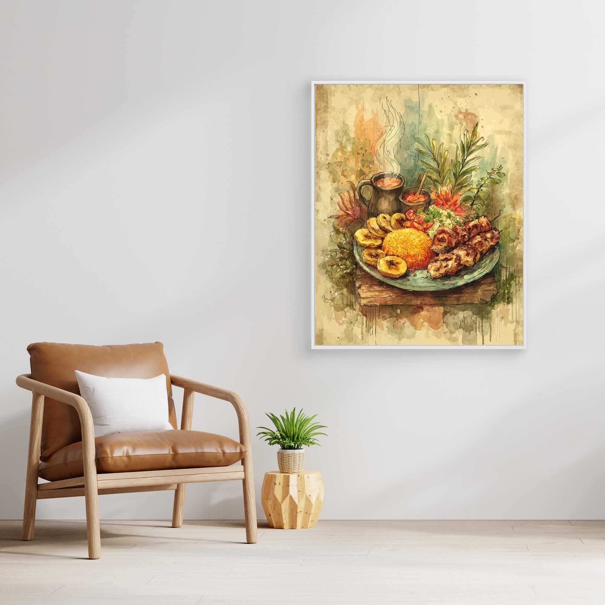 Jollof Feast Watercolour Wall Art | Framed Kitchen Decor - Framed Pop Art