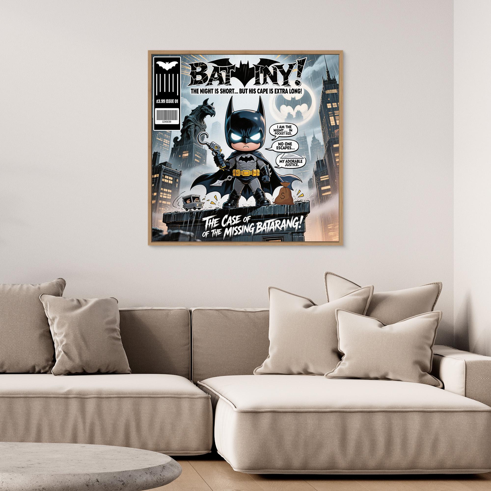 Bat-Tiny Chibi Superhero Art Print | Cute Comic Wall Art