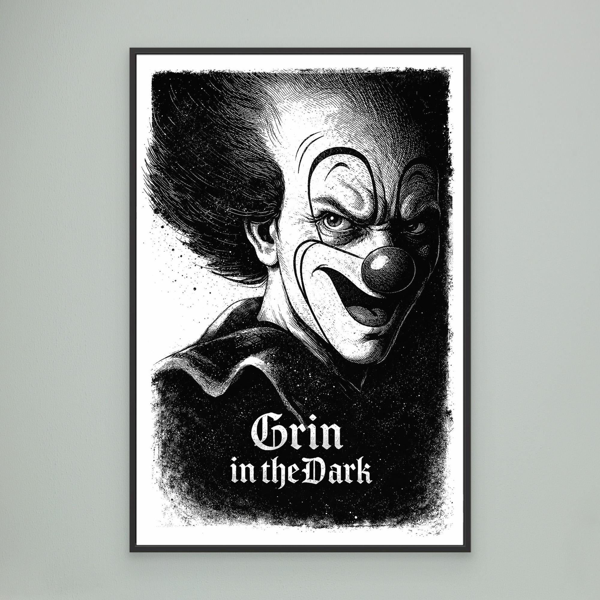 Grin in the Dark Creepy Clown Canvas