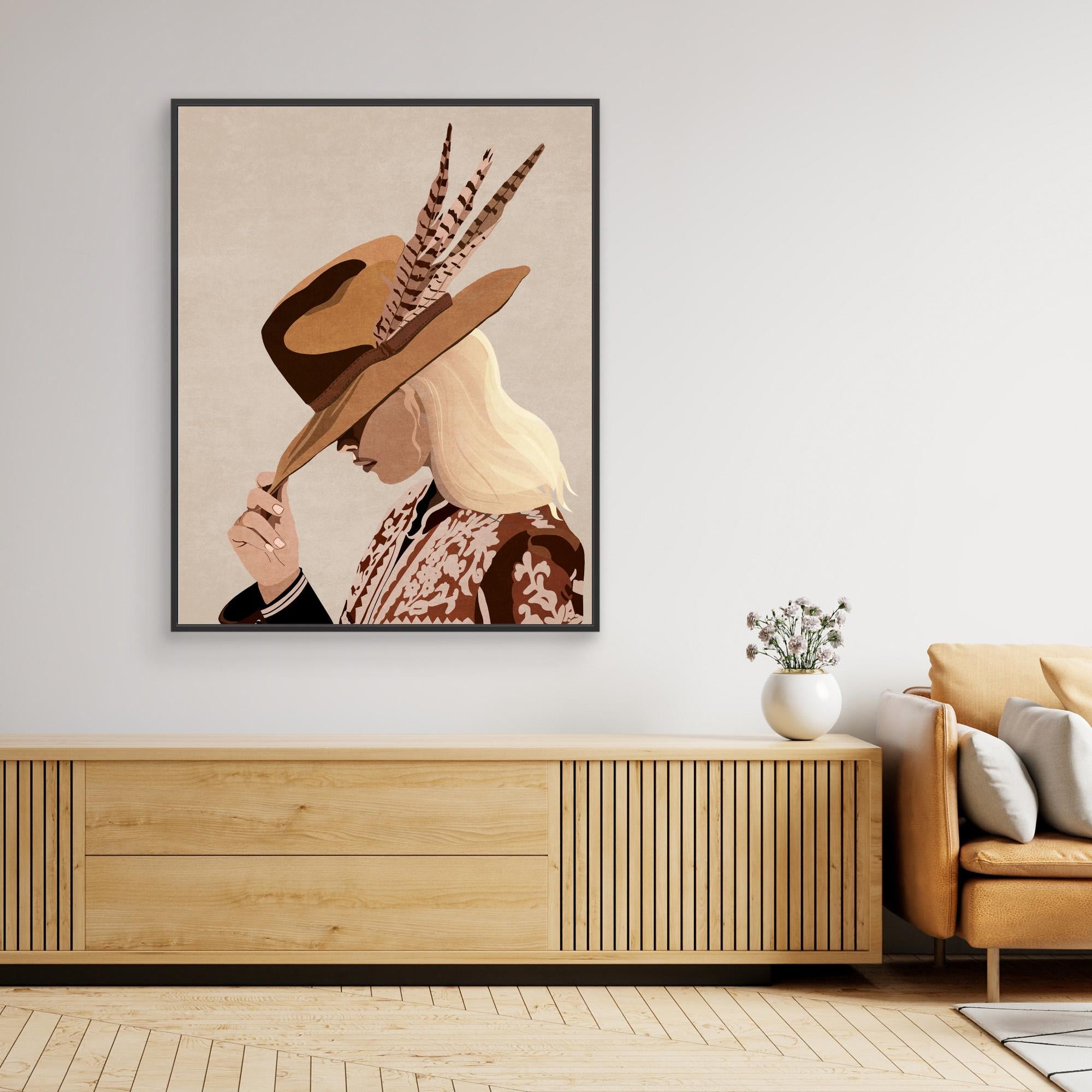 Rustic Cowgirl Art Print | Earthy Western Bedroom Decor - Framed Pop Art