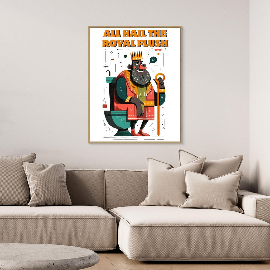 The Royal Flush King Art Print | Funny Bathroom Wall Decor - Framed Pop Art