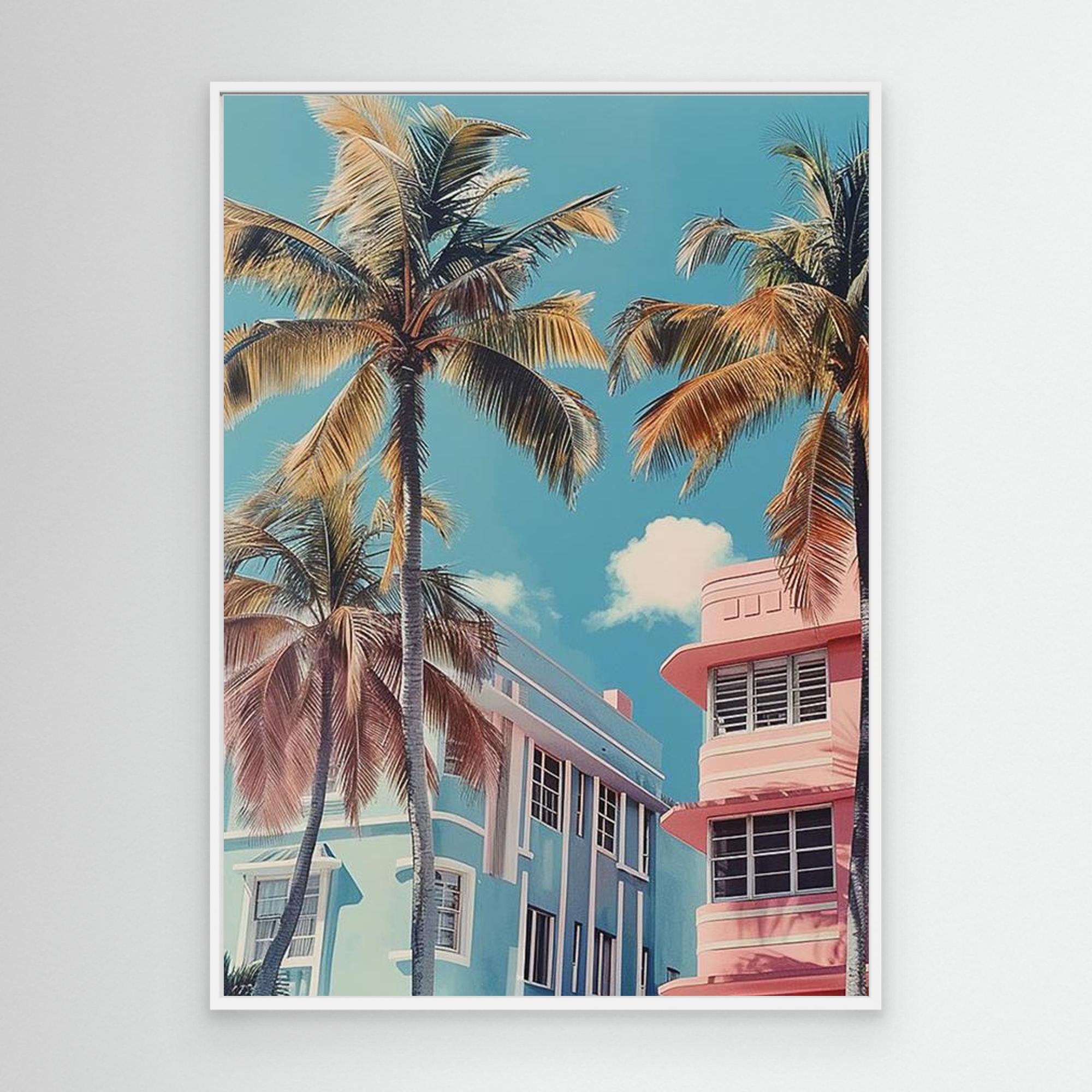 Miami Beach Wall Art Canvas for Coastal Living Room Decor
