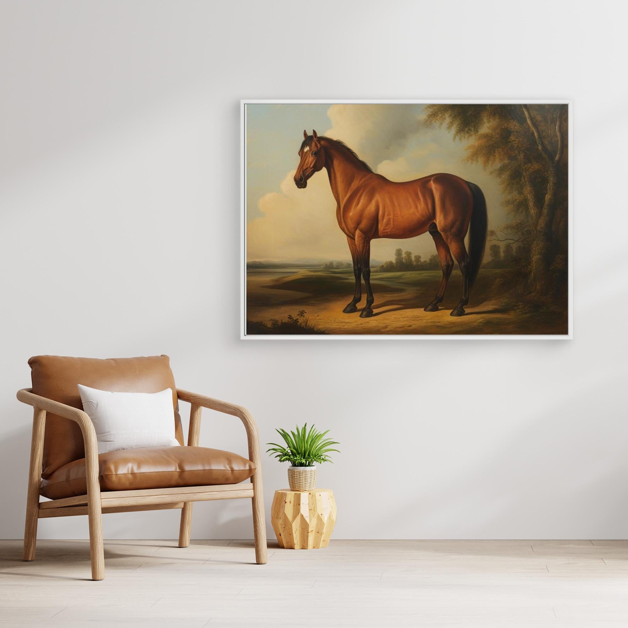 Antique Horse Oil Painting | Traditional Study & Office Decor - Framed Pop Art