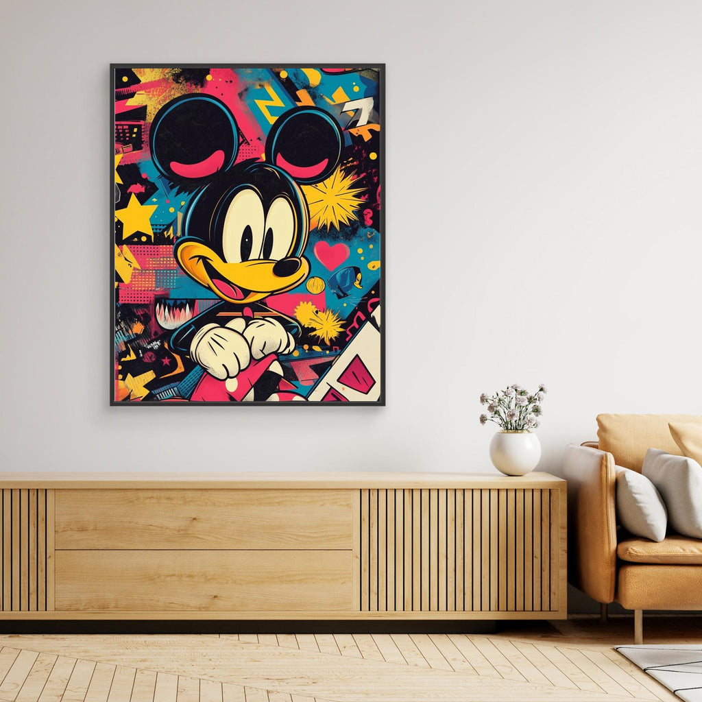 Urban Graffiti Mouse Wall Art | Modern Pop Culture Print - Framed Pop Art