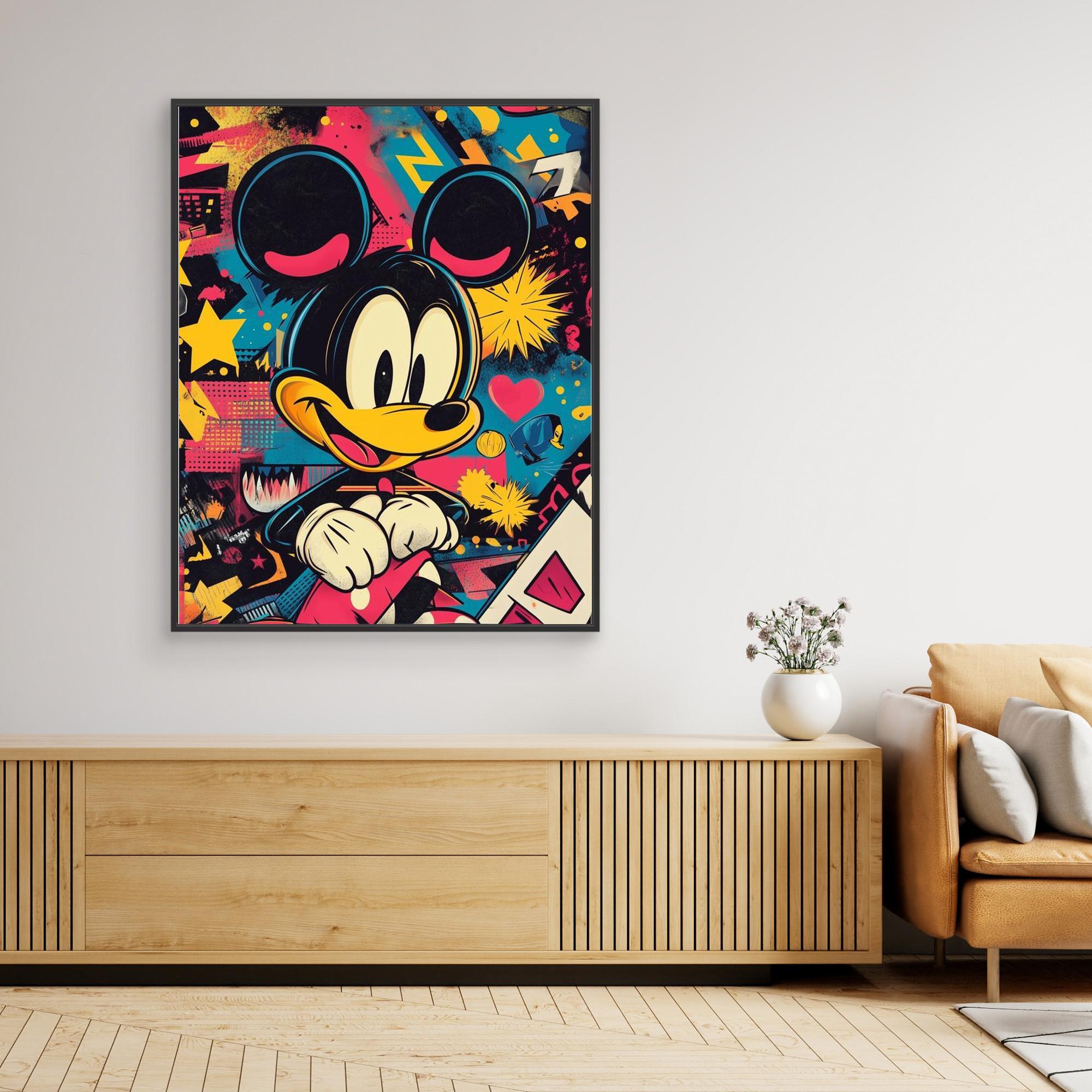 Urban Graffiti Mouse Wall Art | Modern Pop Culture Print - Framed Pop Art