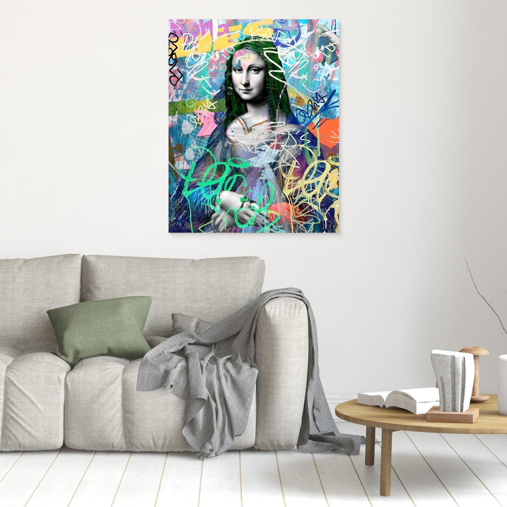 Mona Lisa Graffiti Street Art Canvas | Modern Pop Art Print - Framed Pop Art