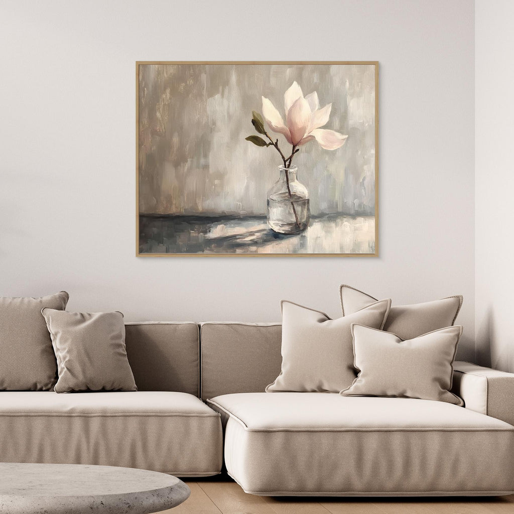 Magnolia in Glass Vase Canvas Print | Calm Floral Wall Art