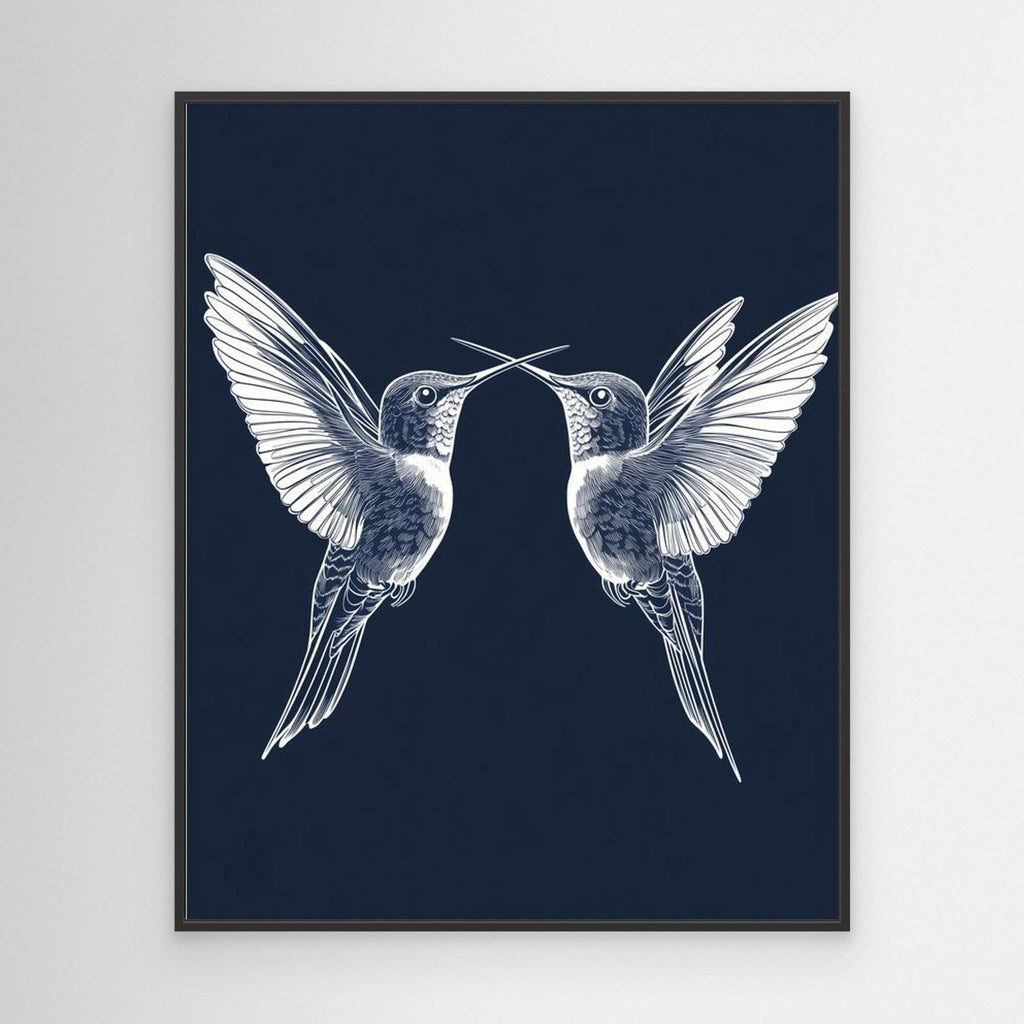 Navy Botanical Triptych | Large Hallway Wall Art Set of 3 - Framed Pop Art